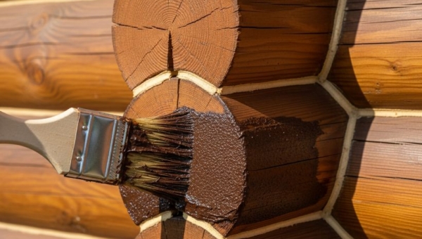 Покраска торцов сруба и цены