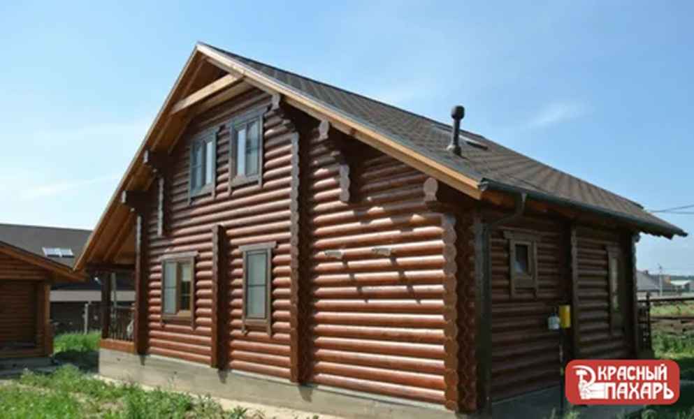 Покраска сруба в Истре до и после